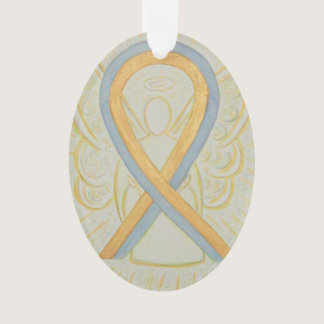 Gold and Gray Awareness Ribbon Angel Ornament