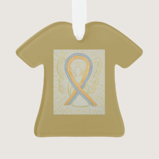 Gold and Gray Awareness Ribbon Angel Ornaments