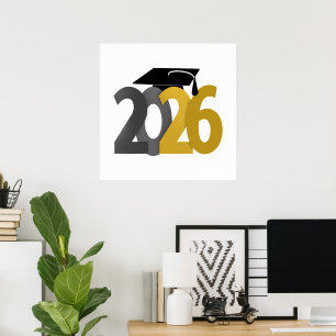 Gold and Gray Class of 2026 Graduation Poster