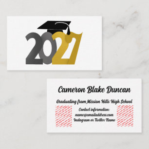 Gold and Gray Class of 2027 Graduation Business Card