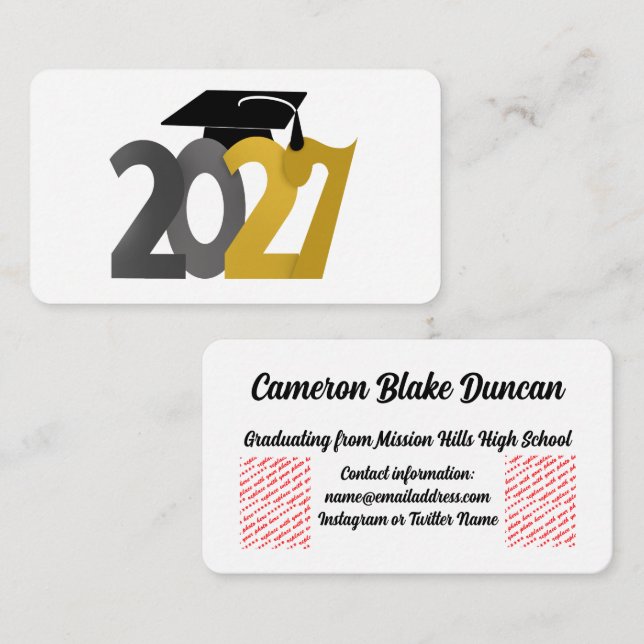 Gold and Gray Class of 2027 Graduation Enclosure Card (Front/Back)