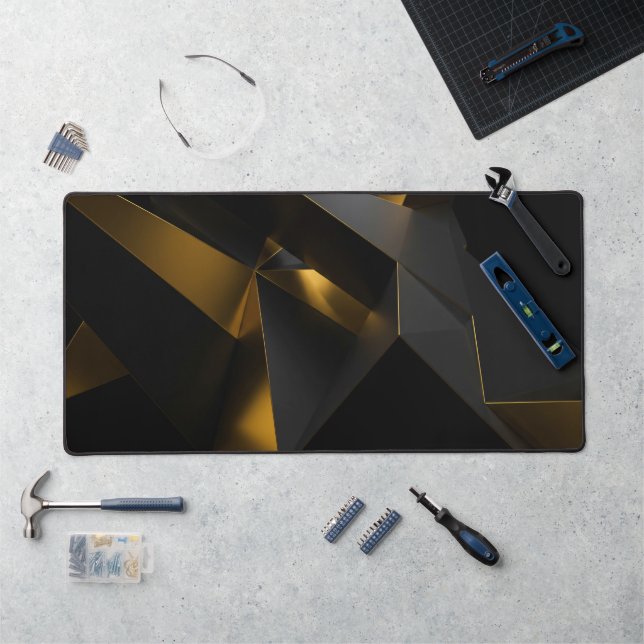 Gold and Gray Crystals Desk Mat (Workstation)