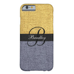 Gold and Gray Elegant Monogram Barely There iPhone 6 Case