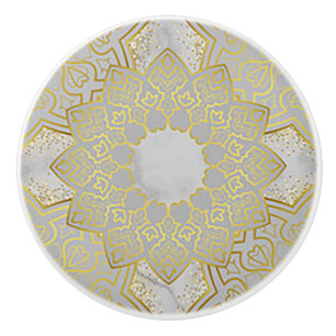 Gold and Gray Medallion Ceramic Knob/Pull Ceramic Knob