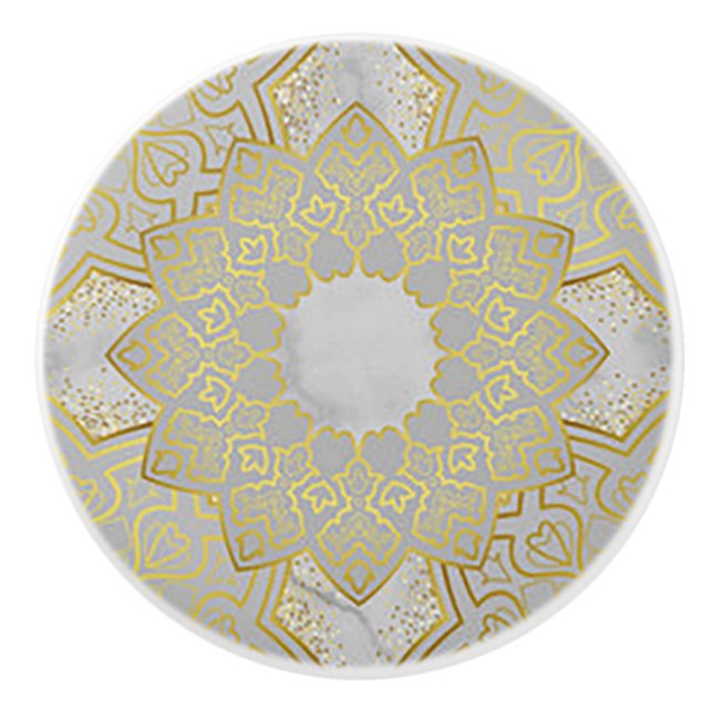 Gold and Gray Medallion Ceramic Knob/Pull Knob (Front)
