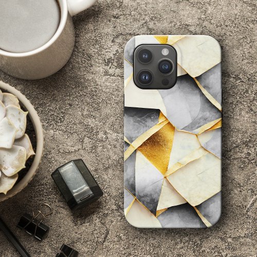 Gold and Gray Origami Vintage Paper Case_Mate iPho Case_Mate iPhone 14 Pro Case