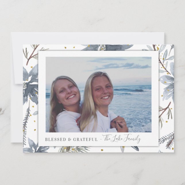 Gold and Gray Photo Holiday Cards (Front)