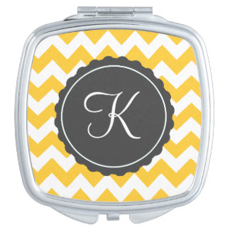 Gold and Gray Zig Zag Custom Initial Vanity Mirror