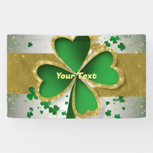 Gold And Green 4 Leaf  Clover Banner
