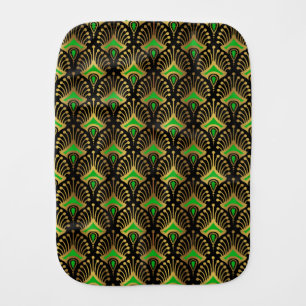 Gold and Green Art Deco Pattern Baby Bib