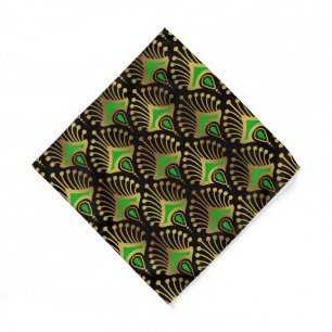 Gold and green Art Deco pattern Bandana