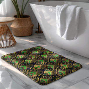 Gold and Green Art Deco Pattern Bath Mat