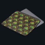 Gold and green Art Deco pattern Laptop Sleeve<br><div class="desc">Gold and green Art Deco seamless pattern on a changeable black background.</div>