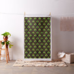 Gold and green Art Deco pattern on black Fabric
