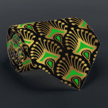 Gold and green Art Deco pattern on black Neck Tie<br><div class="desc">Gold and green Art Deco pattern over a black background.</div>
