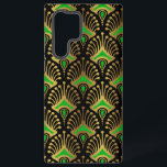 Gold and green Art Deco pattern on black  Samsung Galaxy S22 Ultra Case<br><div class="desc">Gold and green Art Deco pattern over a black background.</div>