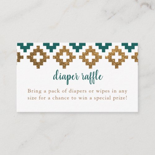 Gold and Green Bohemian Baby Shower Diaper Raffle Enclosure Card