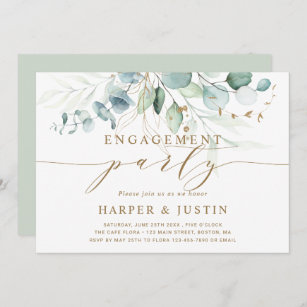 Save The Date Card with Ring Charm Personalised Engagement Party Invitation 