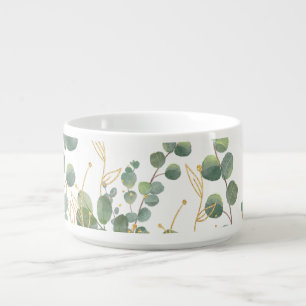 Gold And Green Botanical Eucalyptus Leaves Bowl