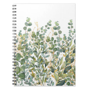 Gold And Green Botanical Eucalyptus Leaves Notebook