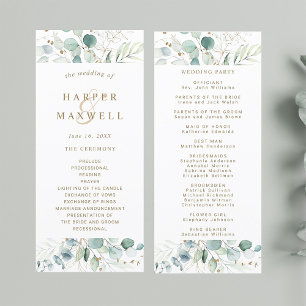 Gold and Green Botanical Wedding Ceremony Program