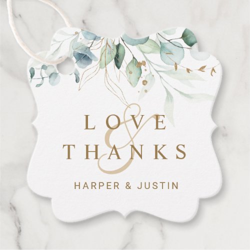 Gold and Green Botanical Wedding Thank You Favor T Favor Tags