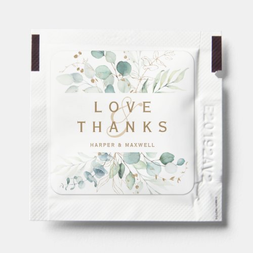 Gold and Green Botanical Wedding Thank You Hand Sanitizer Packet