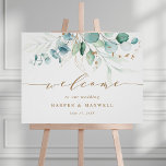 Gold And Green Botanical Wedding Welcome Sign at Zazzle