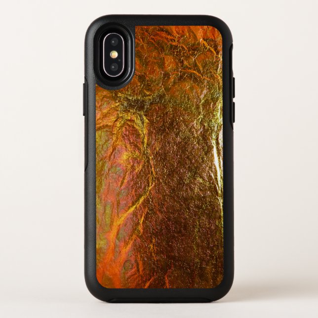 Gold and green brass plated abstract pattern otterbox iPhone case (Back)