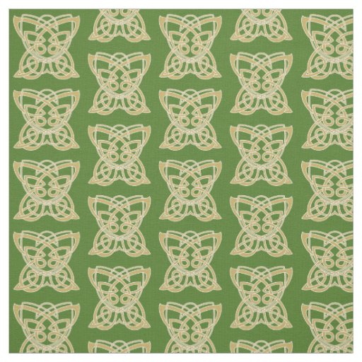 Gold and Green Celtic Butterfly Fabric