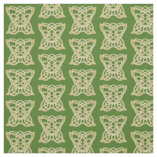 Gold and Green Celtic Butterfly Fabric (Swatch)