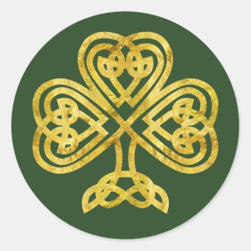 Gold and Green Celtic Knot Shamrock Sticker