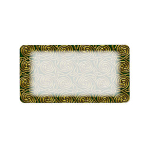 Gold And Green Celtic Spiral Knots Pattern Label