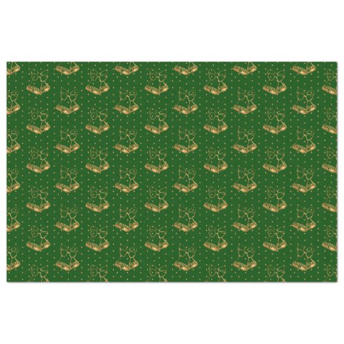 Gold and Green Christmas Bells Tissue Paper