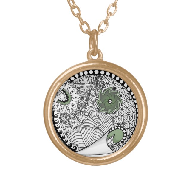 Gold and Green Christmas Necklace Jewelry (Front)