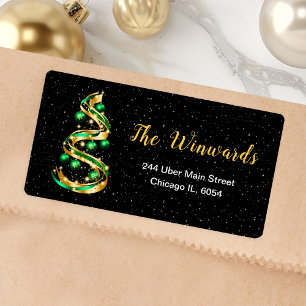 Gold and Green Christmas Ornament Label