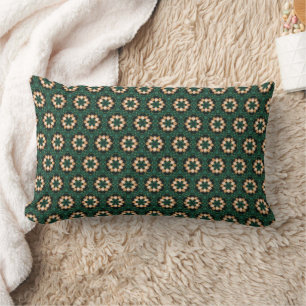 Gold and Green Christmas Pattern Lumbar Pillow