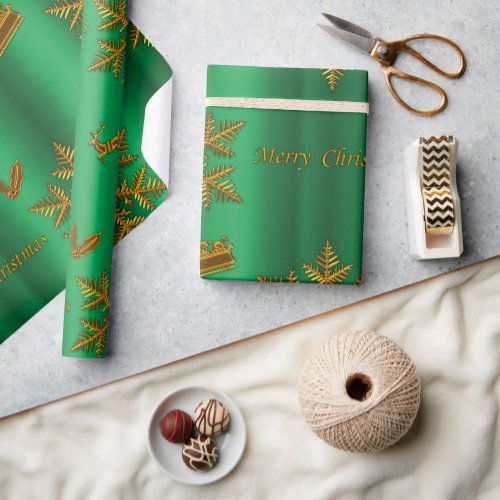 Gold and Green Christmas Wrapping Paper