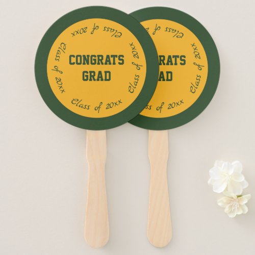 Gold and Green Congrats Grad Class of 2023 Hand Fan