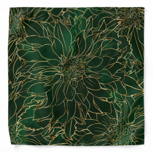 Gold and Green Dahlia Flower Bandana