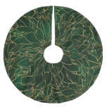 Gold and Green Dahlia Flower Brushed Polyester Tree Skirt