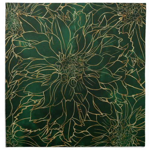 Gold and Green Dahlia Flower Cloth Napkin