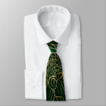 Gold and Green Dahlia Flower Neck Tie
