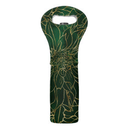 Gold and Green Dahlia Flower Wine Bag