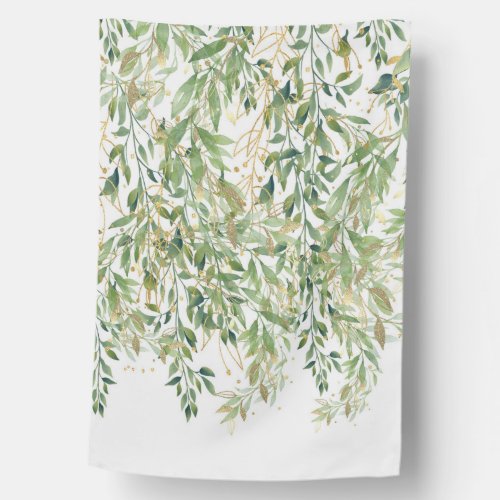 Gold And Green Decorative Plant Leaves House Flag