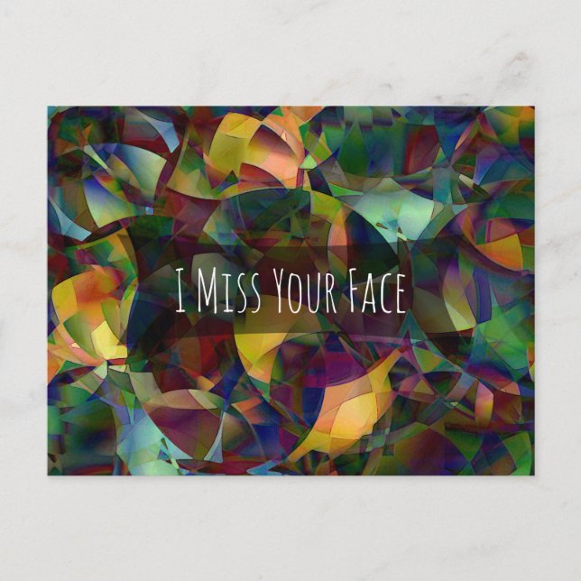 Gold and Green Digital Art "I Miss Your Face" Postcard (Front)