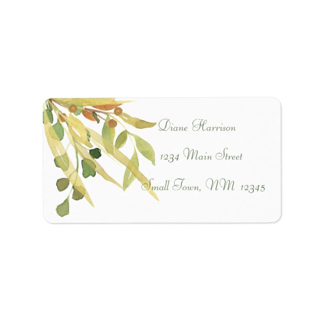 Gold and Green Foliage Address Labels (Front)