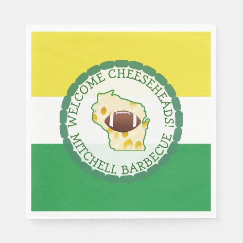 Gold and Green Football Wisconsin Colors Party Napkins