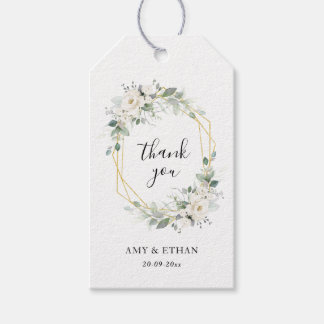 gold and green geometric floral bridal shower gift tags
