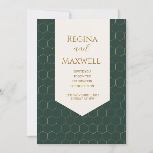 Gold And Green Gold 1920s Vintage Wedding Art Deco Invitation